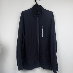 John Varvatos Navy Blue Gavin Slim Fit Performance Zip Active Wear Jacket Sz XXL